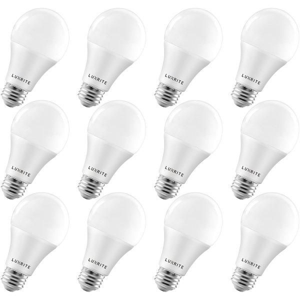 Luxrite A19 LED Light Bulbs 15W (100W Equivalent) 1600LM 4000K Cool White Dimmable E26 Base 12-Pack LR21442-12PK